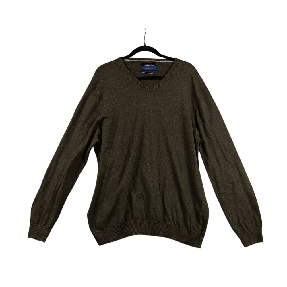 Charles Tyrwhitt‎ Men's XL V-Neck Sweater 95% Cotton 5% Cashmere Olive Green